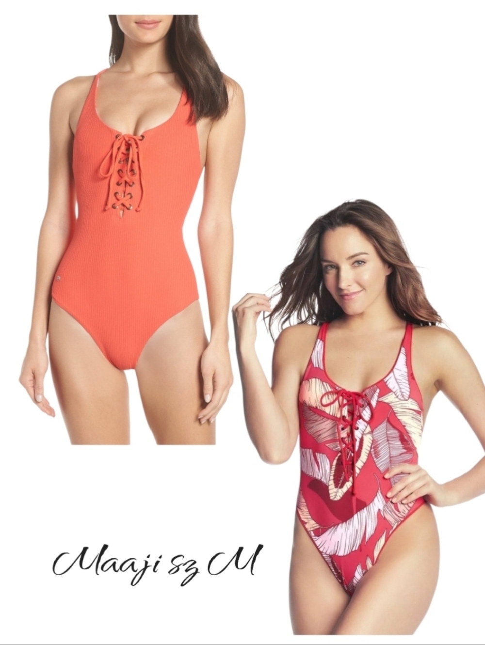 NWT Maaji Cayenne Heavenly Reversible Lace Up One Piece Swimsuit Sz M